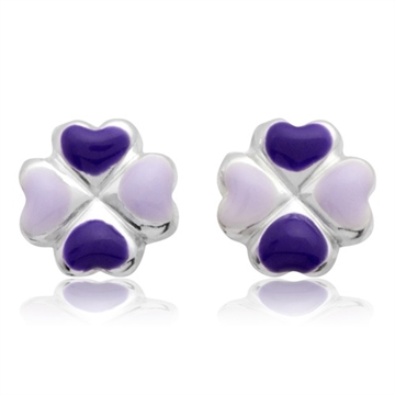 Ørestikker sølv m. firkløver og hjerter