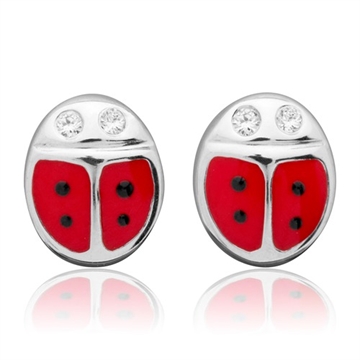 Ørestikker i Sølv med mariehøne