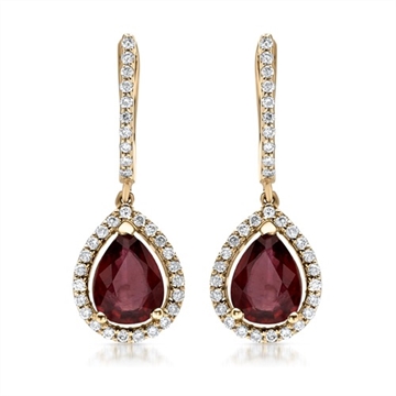 Creoler i 14 kt. Guld m. diamant og rubin