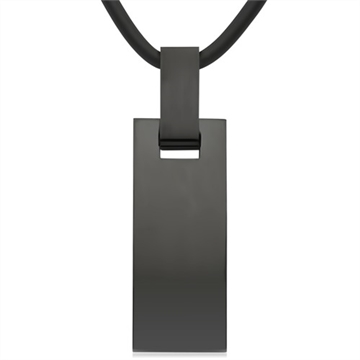 Sort Gummihalskæde m. vedhæng