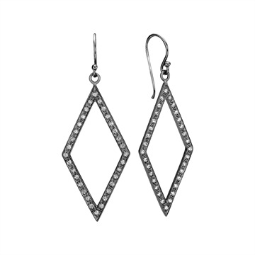 Ørehænger sort sølv m. zirkonia