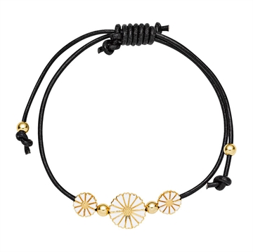Sort Marguerit armbånd i læder