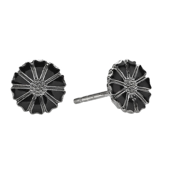 Marguerit ørestikker i sort Sølv 7,5 mm