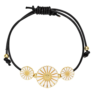 Sort Marguerit læderarmbånd