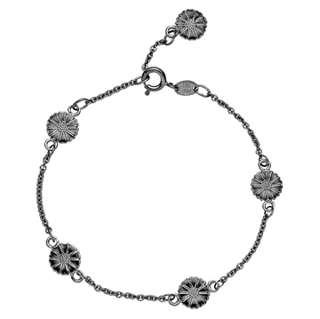 Marguerit armbånd sort rhodineret