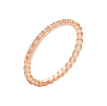 Rosaforgyldt ring m. zirkonia