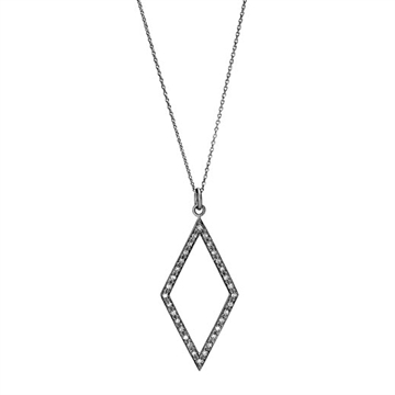 Collier sort sølv m. zirkonia