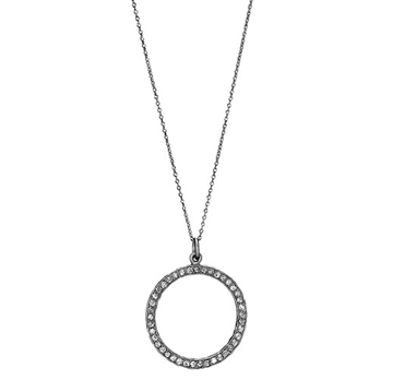 Collier sort sølv m. zirkonia