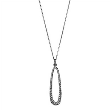 Collier sort sølv m. zirkonia