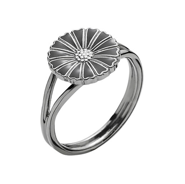 Marguerit ring sort rhodineret 11 mm