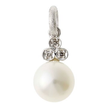 Vedhæng 18 kt. hvidguld m. perle og diamanter