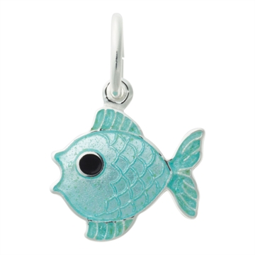 Vedhæng i Sølv m. lyseblå fisk