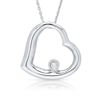 Collier i 14 kt. Hvidguld m. diamant