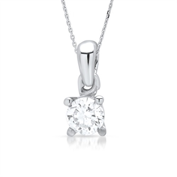 Collier i 14 kt. Hvidguld m. diamant