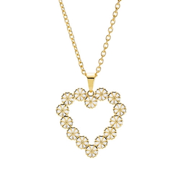 Forgyldt Marguerit Collier med hjerte