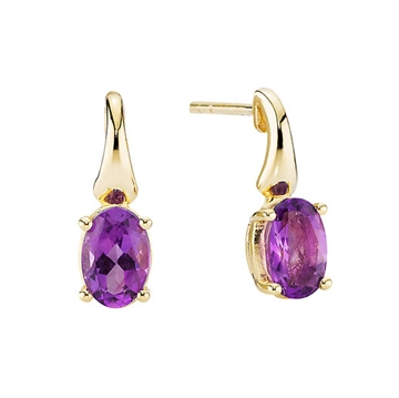 Ørestikker i 8 kt. Guld m. ametyst