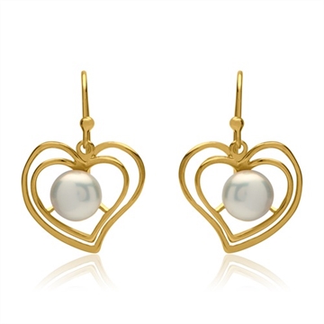 Forgyldte ørehænger med hjerter