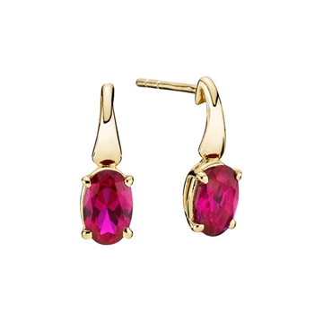 Ørestikker i 8 kt. Guld m. rubin