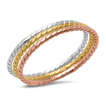 Ringe i trefarvet Sølv