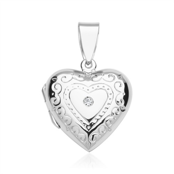 Medaljon i sølv m. zirkonia