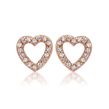 Rosaforgyldt ørestikker m. hjerter