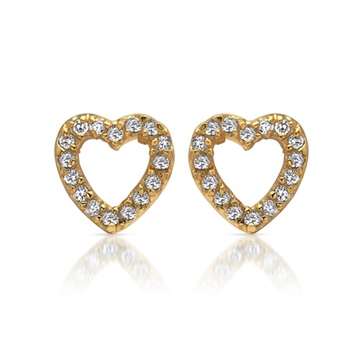 Forgyldte ørestikker i Sølv m. hjerter