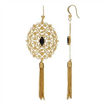 Forgyldt ørehænger m. sten