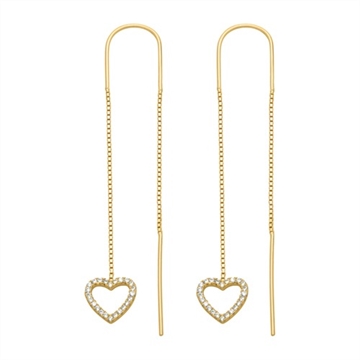 Forgyldte ørehænger m. hjerter