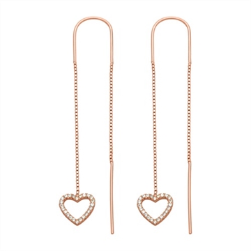 Rosaforgyldt ørehænger m. hjerter