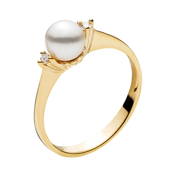 Ring i 14 karat Guld med perle
