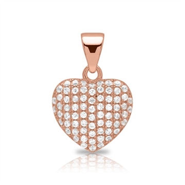 Rosaforgyldt hjerte m. zirkonia