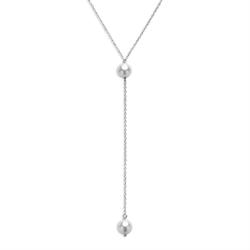 Halskæde i sølv m. perler