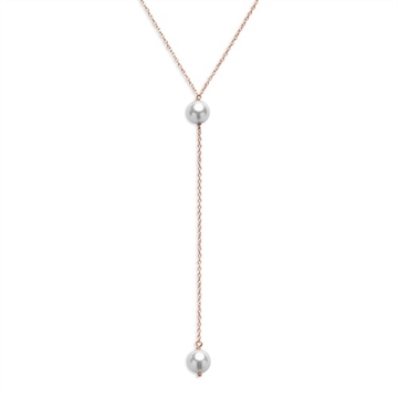 Rosaforgyldt halskæde m. perler