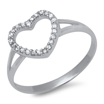 Ring i Sølv m. hjerte