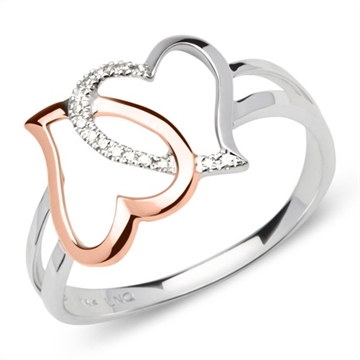 Ring i Guld og Rødguld med hjerter