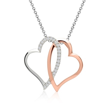 Collier i 14 kt. Hvidguld m. hjerter