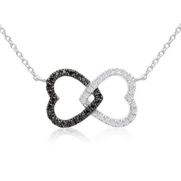 Collier i 14 kt. Hvidguld m. hjerter