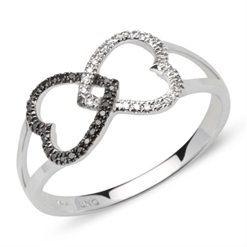 Ring i 14 kt. Hvidguld m. hjerter