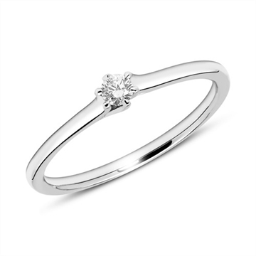 Solitairering i 14 kt. Hvidguld - 0,045 ct