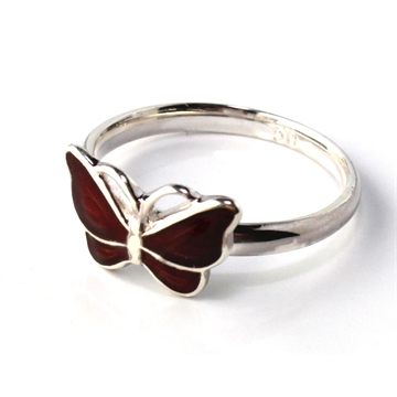 Ring i Sølv m. sommerfugl