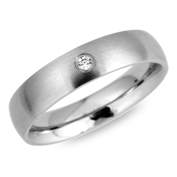 Vielsesring i Stål m. zirkonia