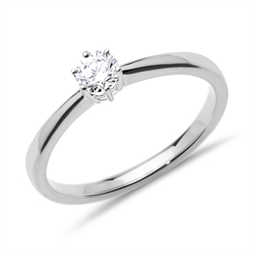 Solitairering i 14 kt. Hvidguld - 0,25 ct