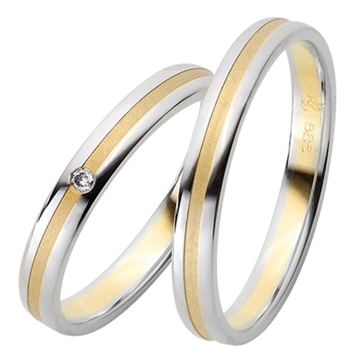 Vielsesringe i Palladium & 8 kt. Guld