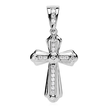Kors i Sølv m zirkonia