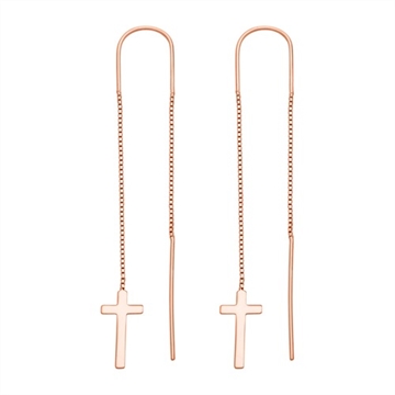 Rosaforgyldte ørehænger m. kors