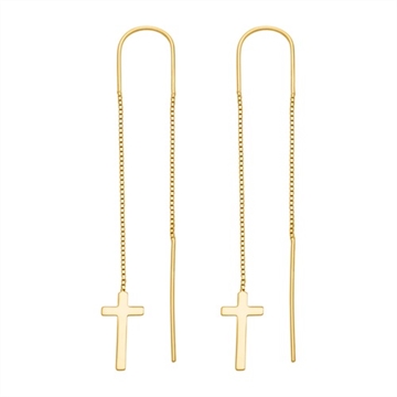 Forgyldte ørehænger m. kors