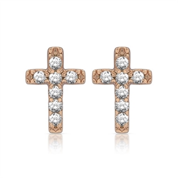 Rosaforgyldte ørestikker m. kors