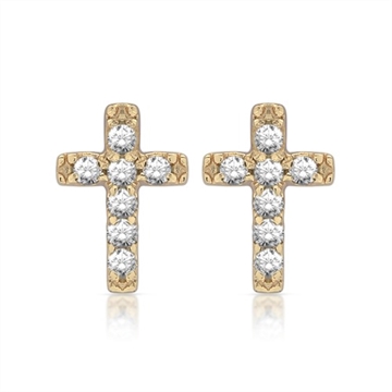 Forgyldte ørestikker m. kors