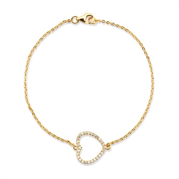 Forgyldt armbånd i Sølv med hjerte