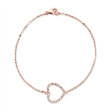 Rosaforgyldt armbånd m. hjerte